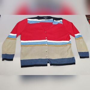 Requirements Woman Sweater Tank Top Red Blue Adult Large Outdoors Striped Knit